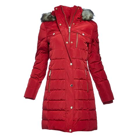 michael kors red wool coat|michael kors ladies padded coats.